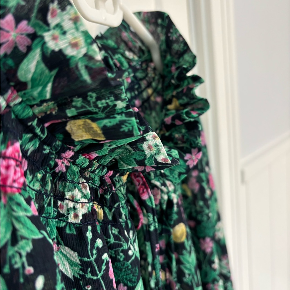 J Crew drapey tie-neck ruffle top in winter garden floral - Picture 3 of 6